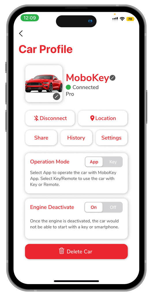 MoboKey App: Unlock car doors, start engine, and share access with others. Convenient keyless car sharing made easy